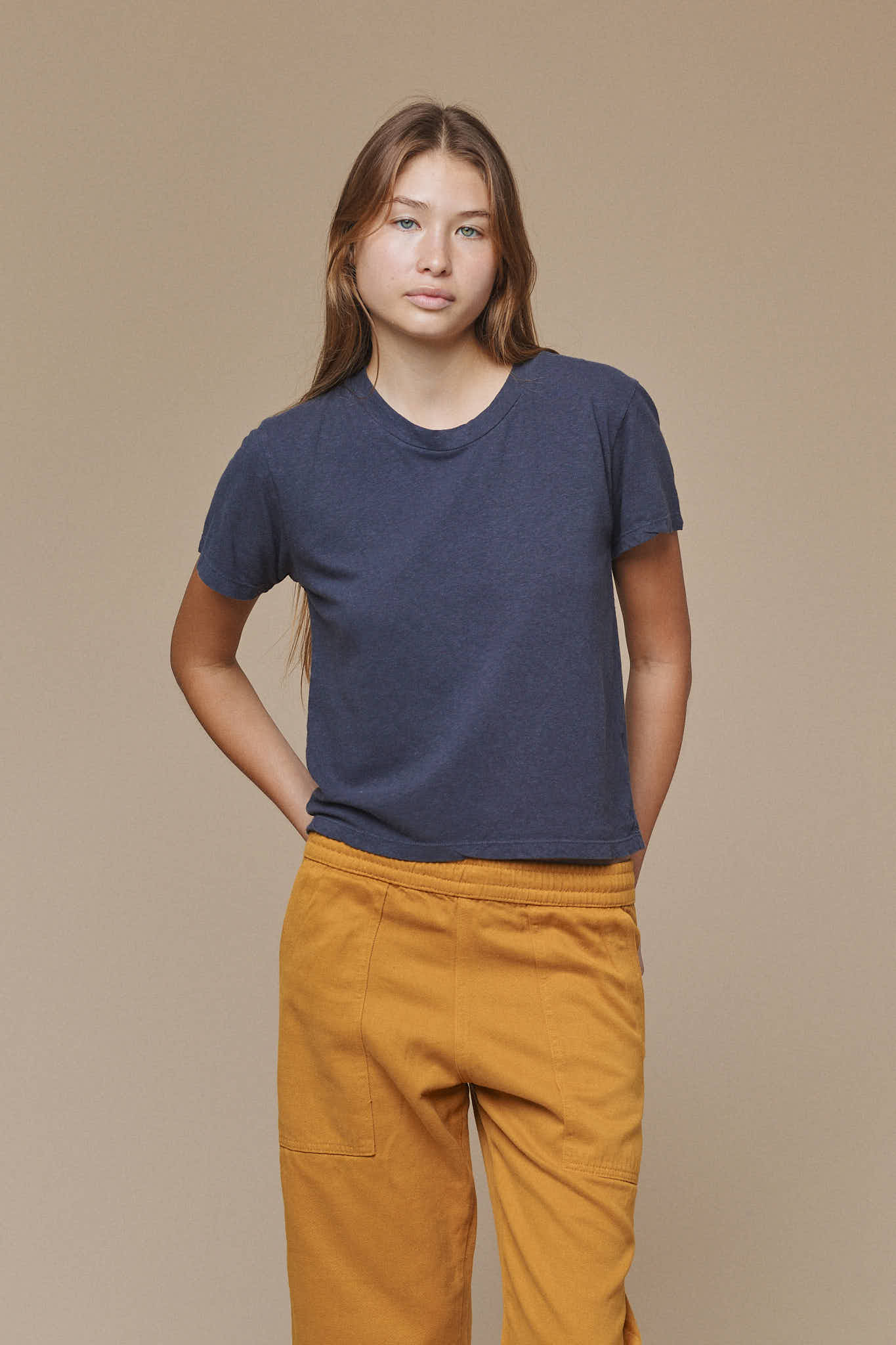 Cropped Lorel Tee | Jungmaven Hemp Clothing & Accessories / model_desc: Katirel is 5’9” wearing XS