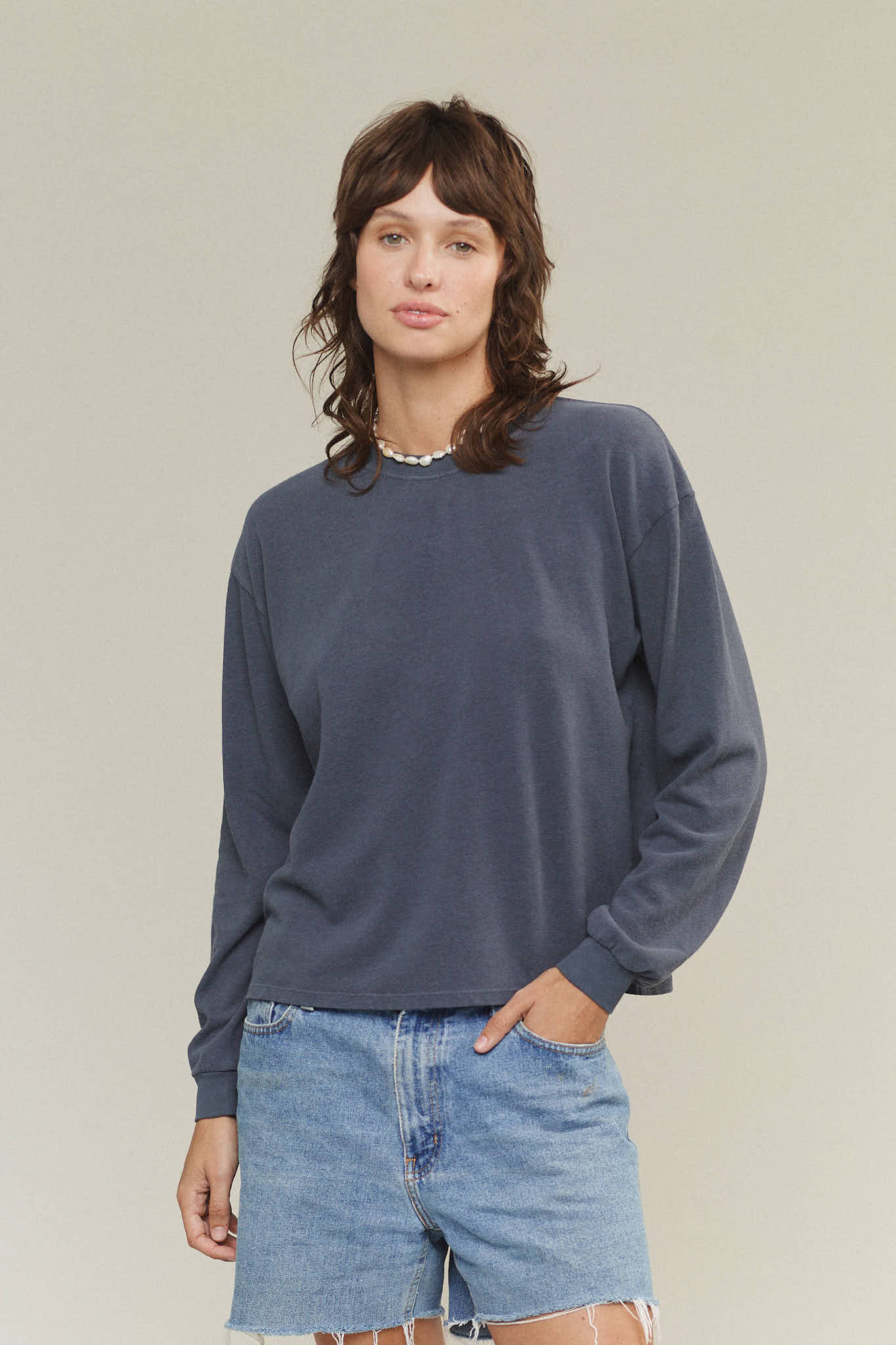Cropped Long Sleeve Tee | Jungmaven Hemp Clothing & Accessories / model_desc: Tatchi is 5’9” wearing Small