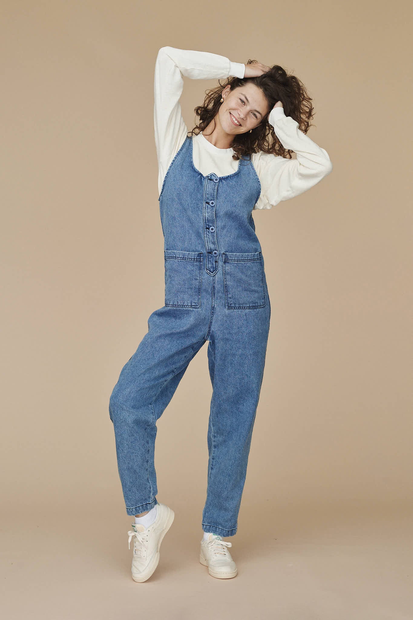 Denim Button Front Jumper | Jungmaven Hemp Clothing & Accessories / model_desc: Sydney is  5’7” wearing S
