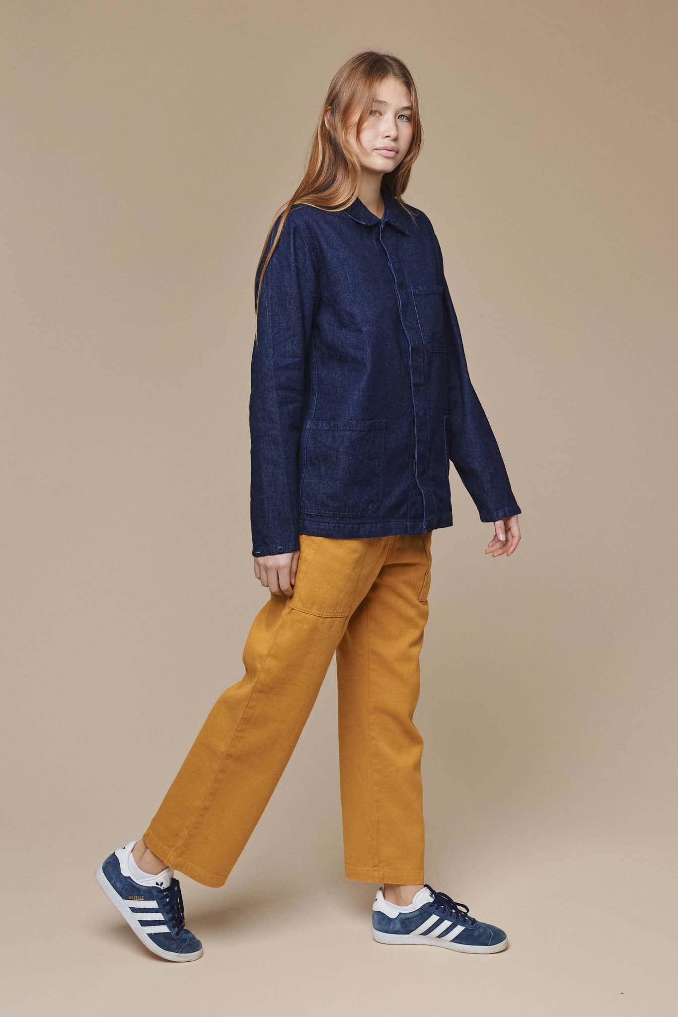 Denim Olympic Jacket | Jungmaven Hemp Clothing & Accessories / model_desc: Katirel is 5’9” wearing XS