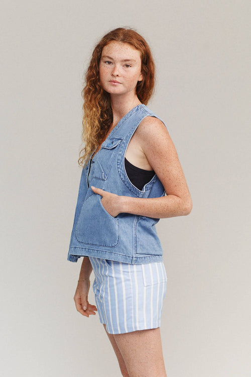 Denim Falcon Vest | Jungmaven Hemp Clothing & Accessories / Color: