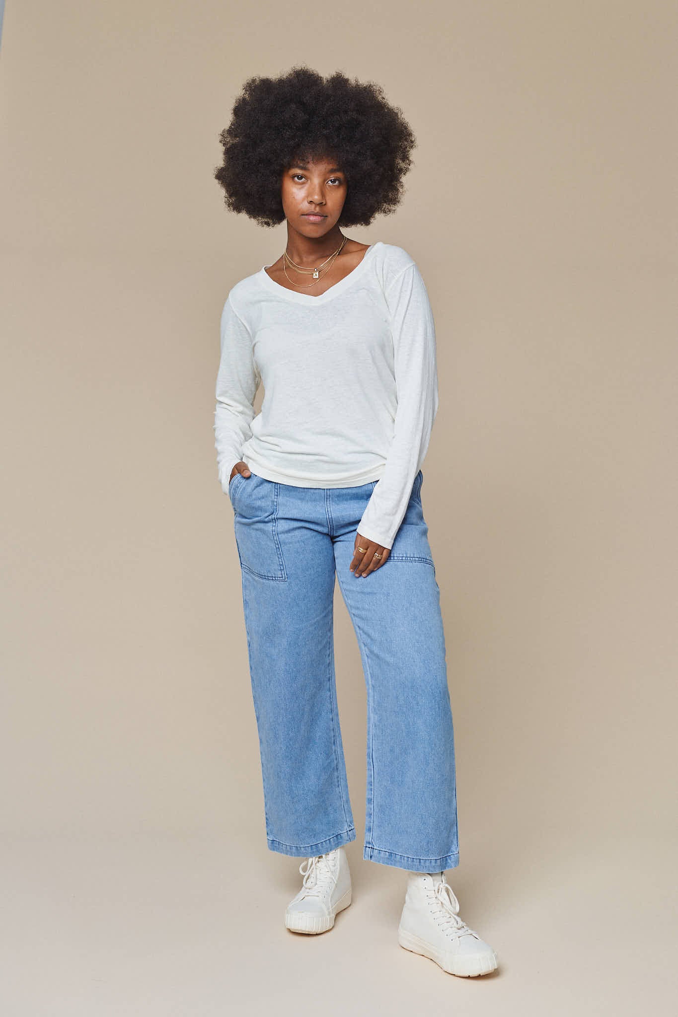 Denim Ocean Pant | Jungmaven Hemp Clothing & Accessories / model_desc: Abeba is 5’7” wearing S