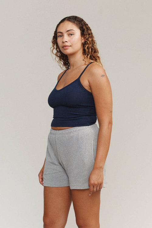 Heathered Sun Short | Jungmaven Hemp Clothing & Accessories / model_desc: Paige is  5’8” wearing Medium