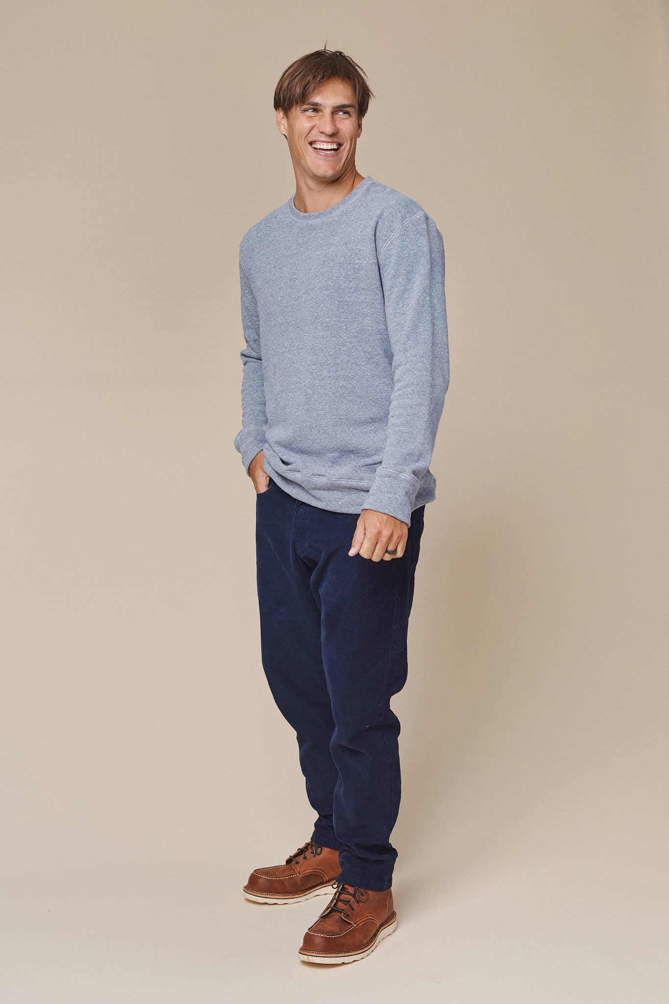 Heathered Fleece Tahoe Sweatshirt | Jungmaven Hemp Clothing & Accessories / model_desc: Travis is 6’1” wearing Large