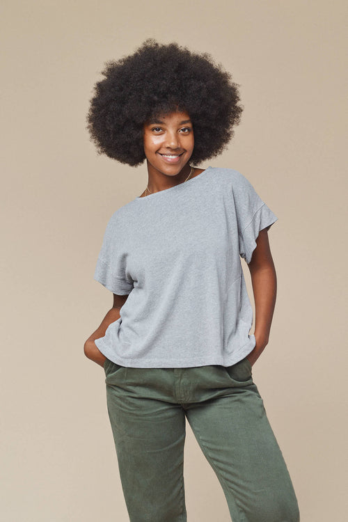 Heathered Taos Tee | Jungmaven Hemp Clothing & Accessories / model_desc: Abeba is 5’7” wearing S