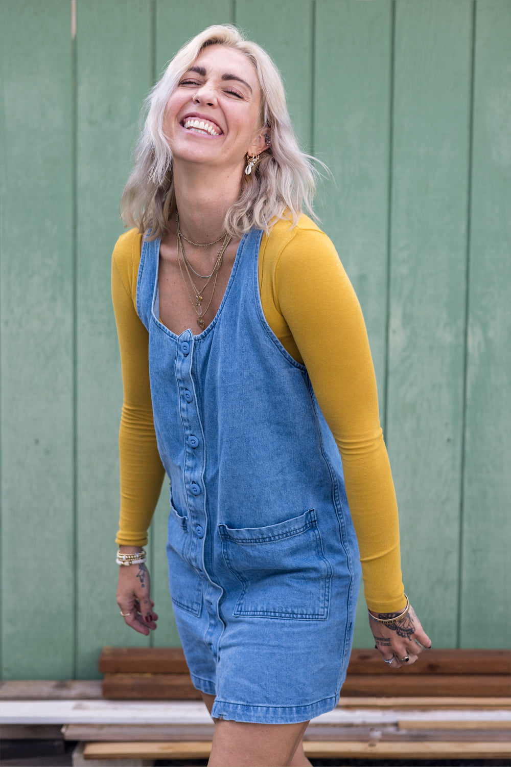 Denim Jumper Dress | Jungmaven Hemp Clothing & Accessories / Color: