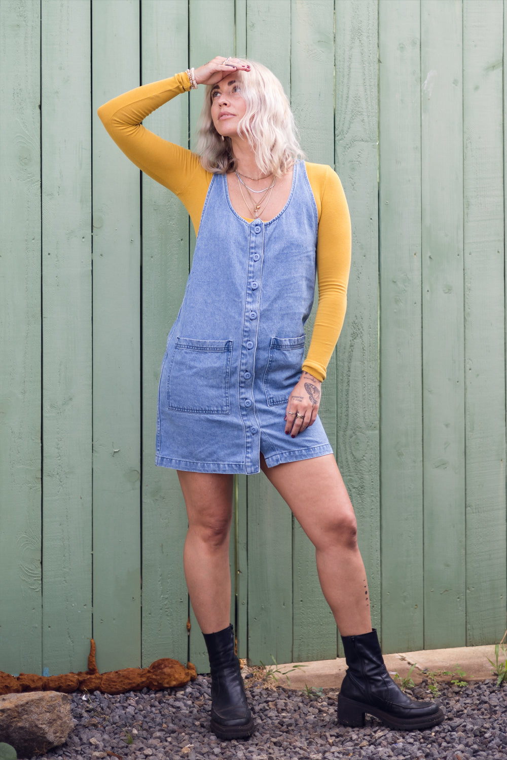 Denim Jumper Dress | Jungmaven Hemp Clothing & Accessories / Color:
