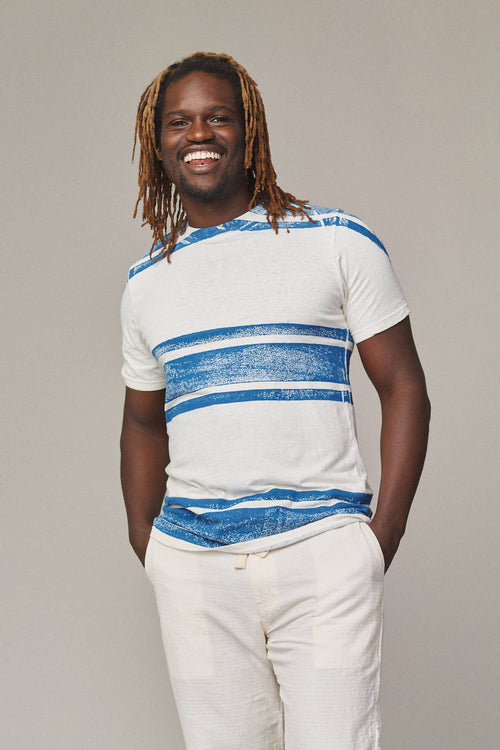 Three Stripe Jung Tee | Jungmaven Hemp Clothing & Accessories / model_desc: Sesie is 6β2β wearing L