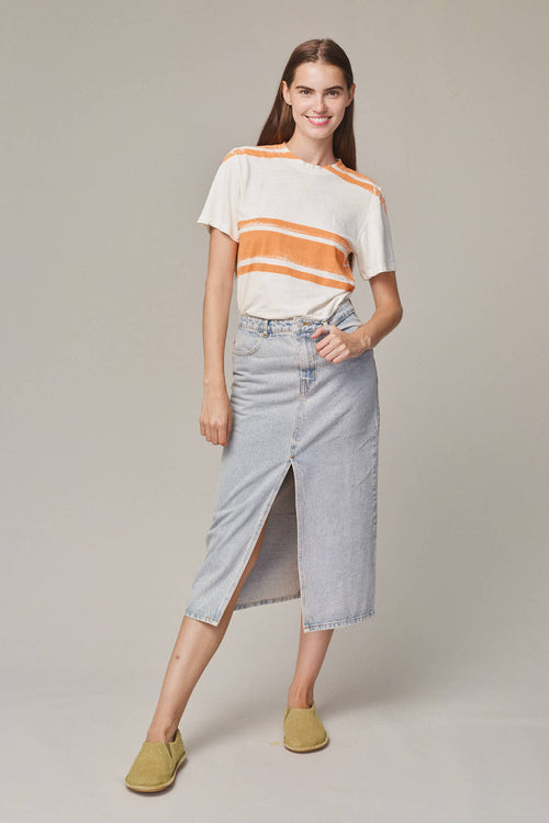 Three Stripe Jung Tee | Jungmaven Hemp Clothing & Accessories / model_desc: Gwen is 5’11” wearing XS