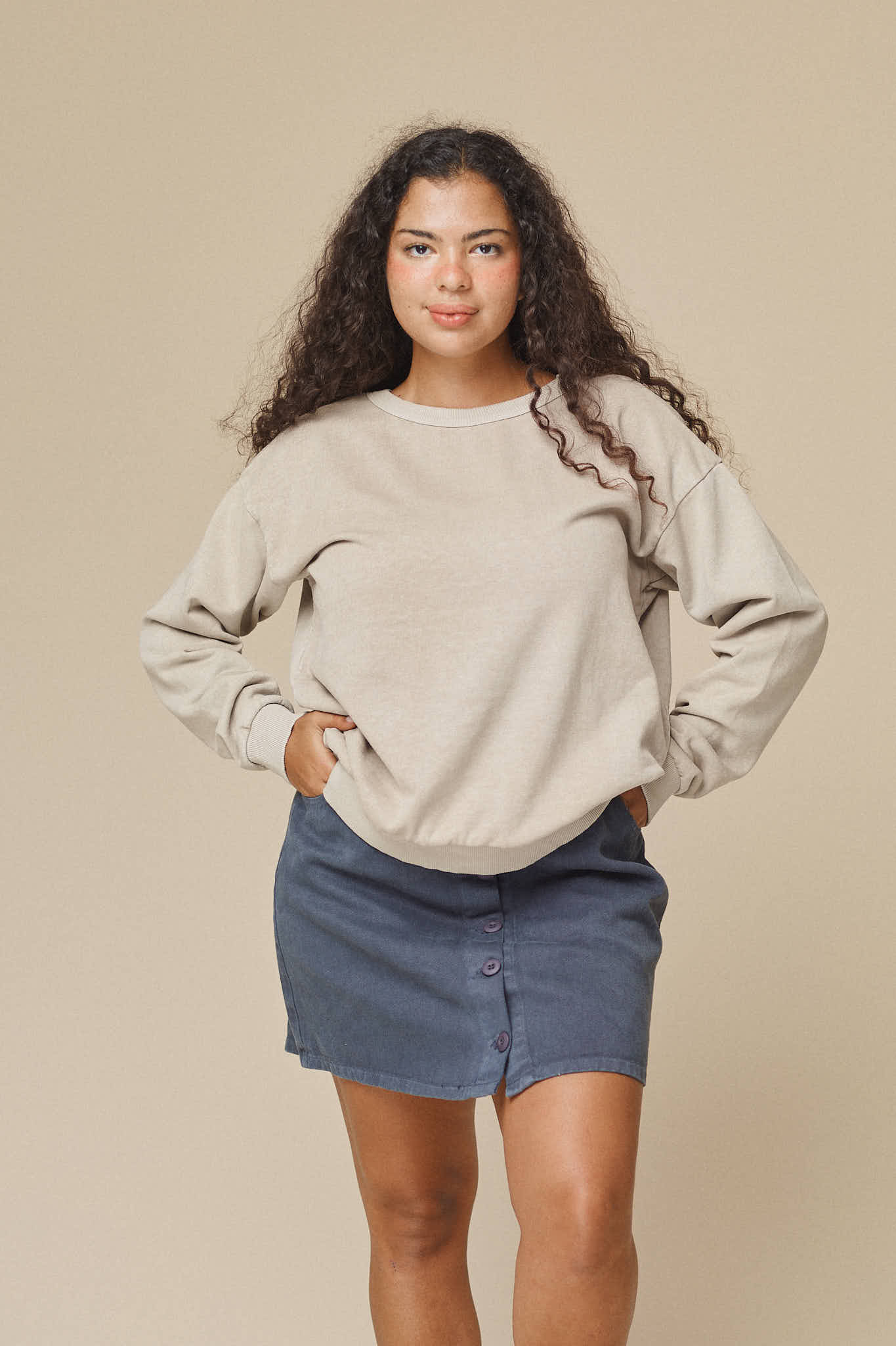Laguna Cropped Sweatshirt | Jungmaven Hemp Clothing & Accessories / model_desc: Nikki is 5’2” wearing Large